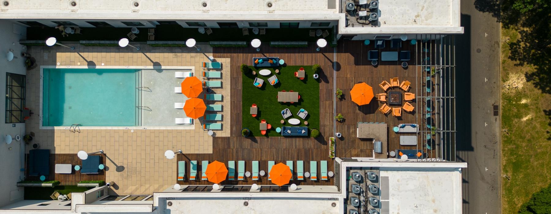 overhead shot of pool area