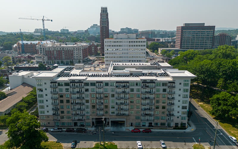 aerial shot of Infinity at the Park